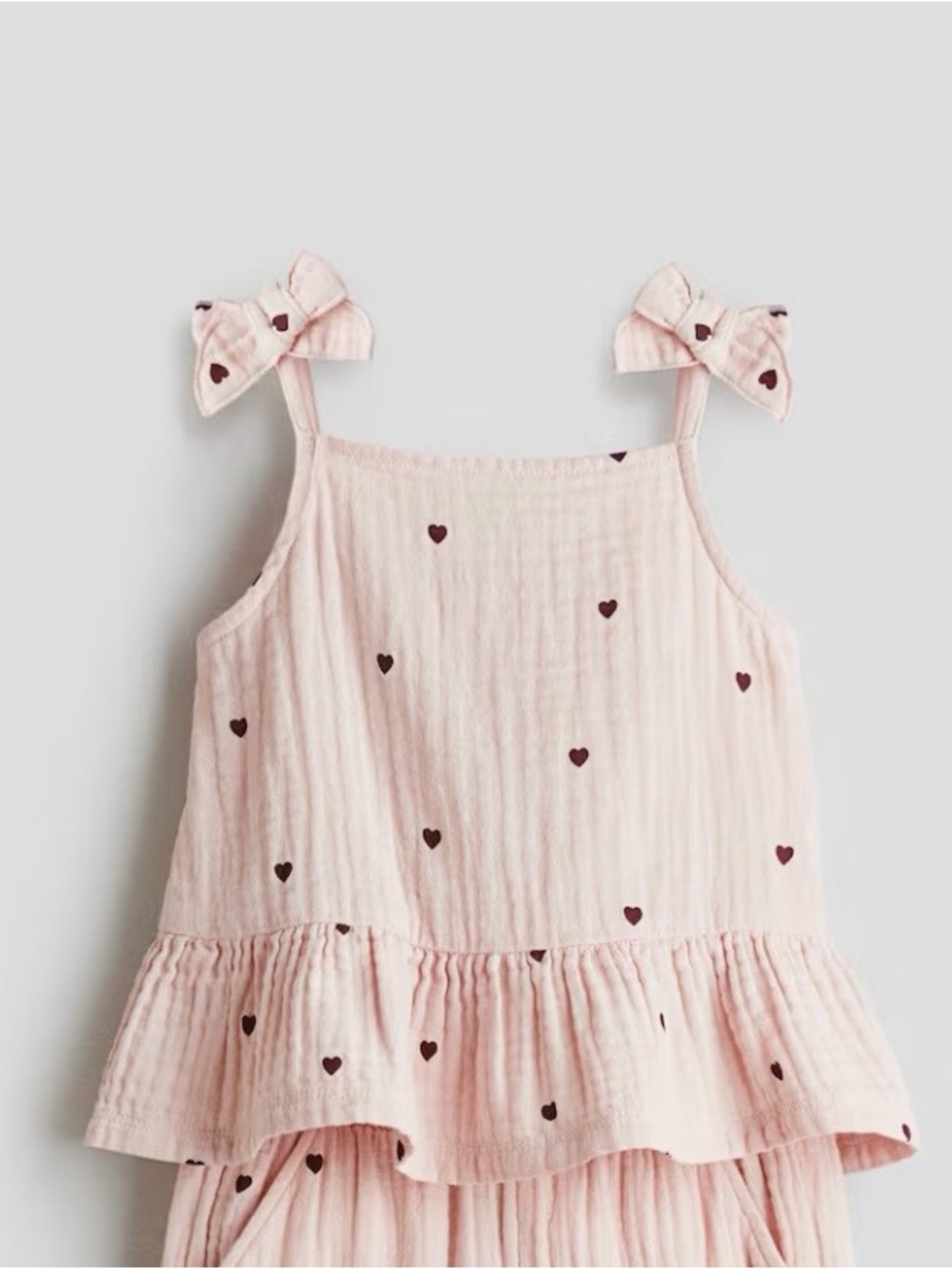 Heart print cotton muslin top